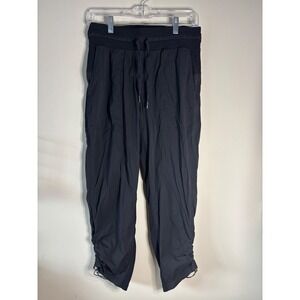 Lululemon Black Dance Studio‎ Crop Pants Drawstring Adjustable Ruched Size 6